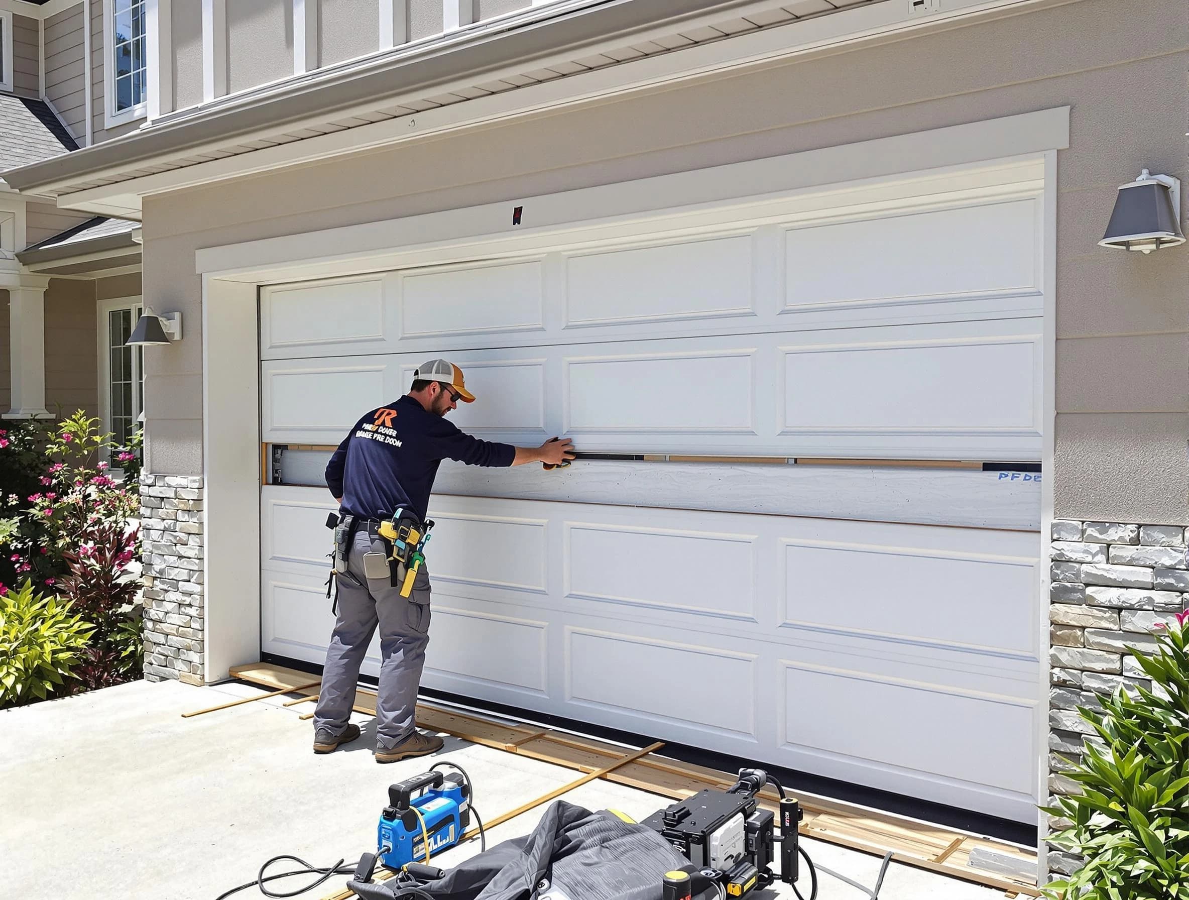 Danvers Garage Door Repair team performing complete garage door replacement at Danvers residence