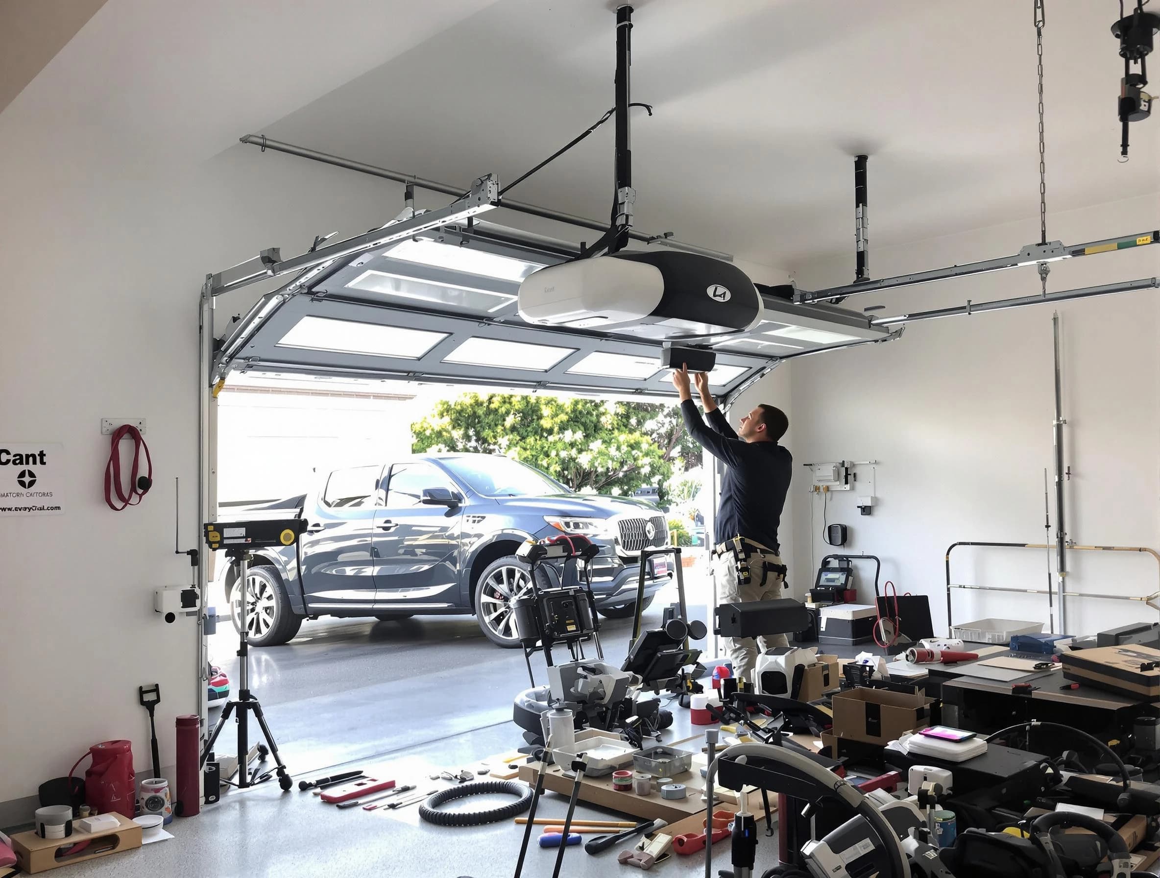 Danvers Garage Door Repair specialist installing smart garage door opener system in Danvers home