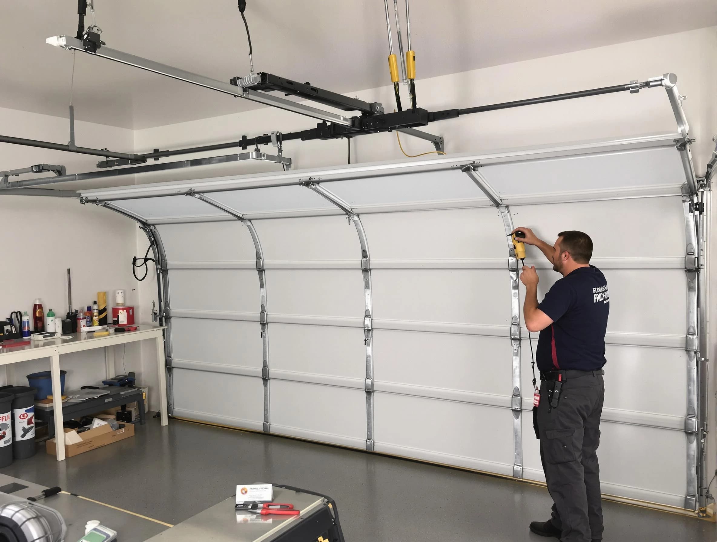 Danvers Garage Door Repair certified technician performing overhead door system repair in Danvers