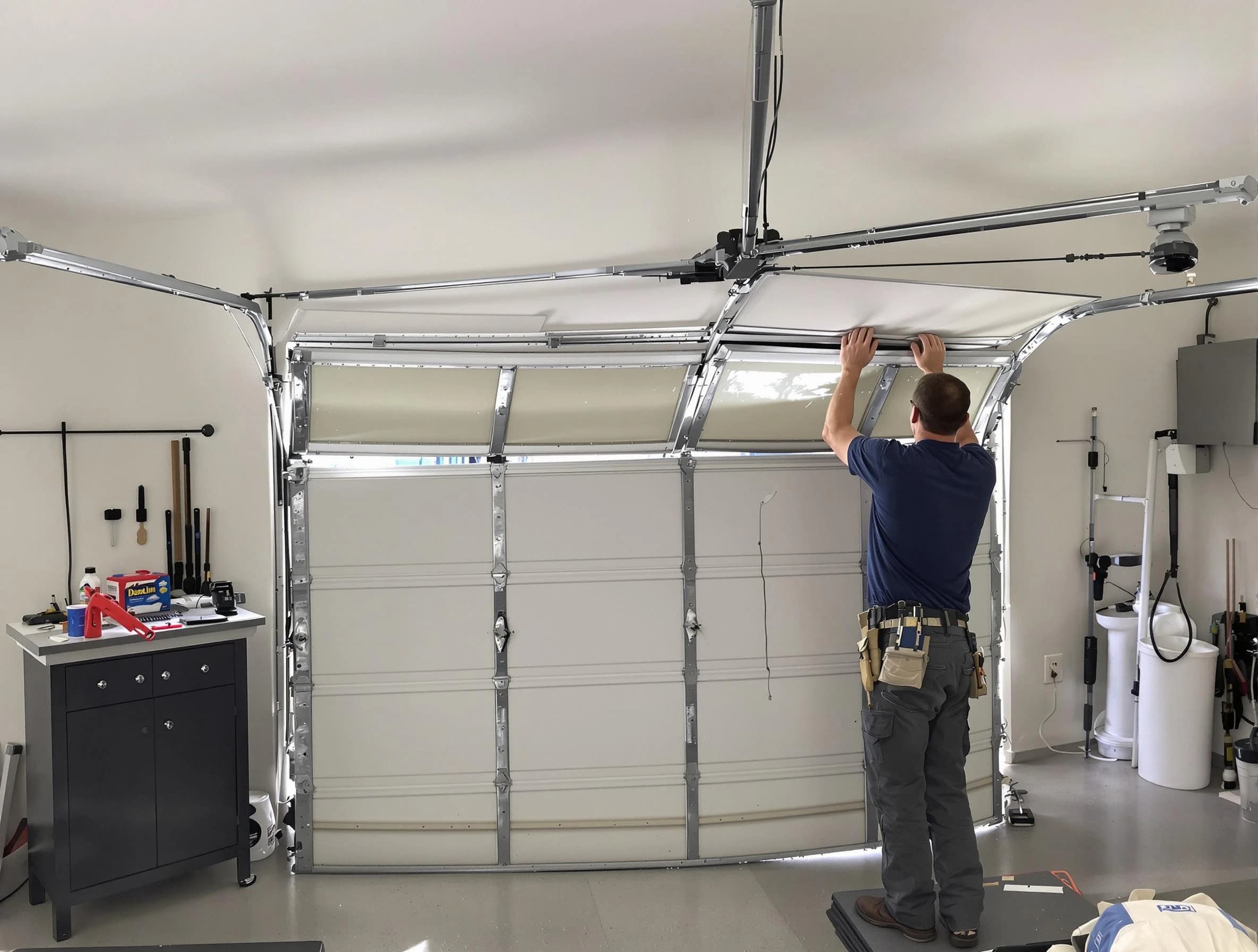 Danvers Garage Door Repair specialist performing precise section replacement on Danvers garage door