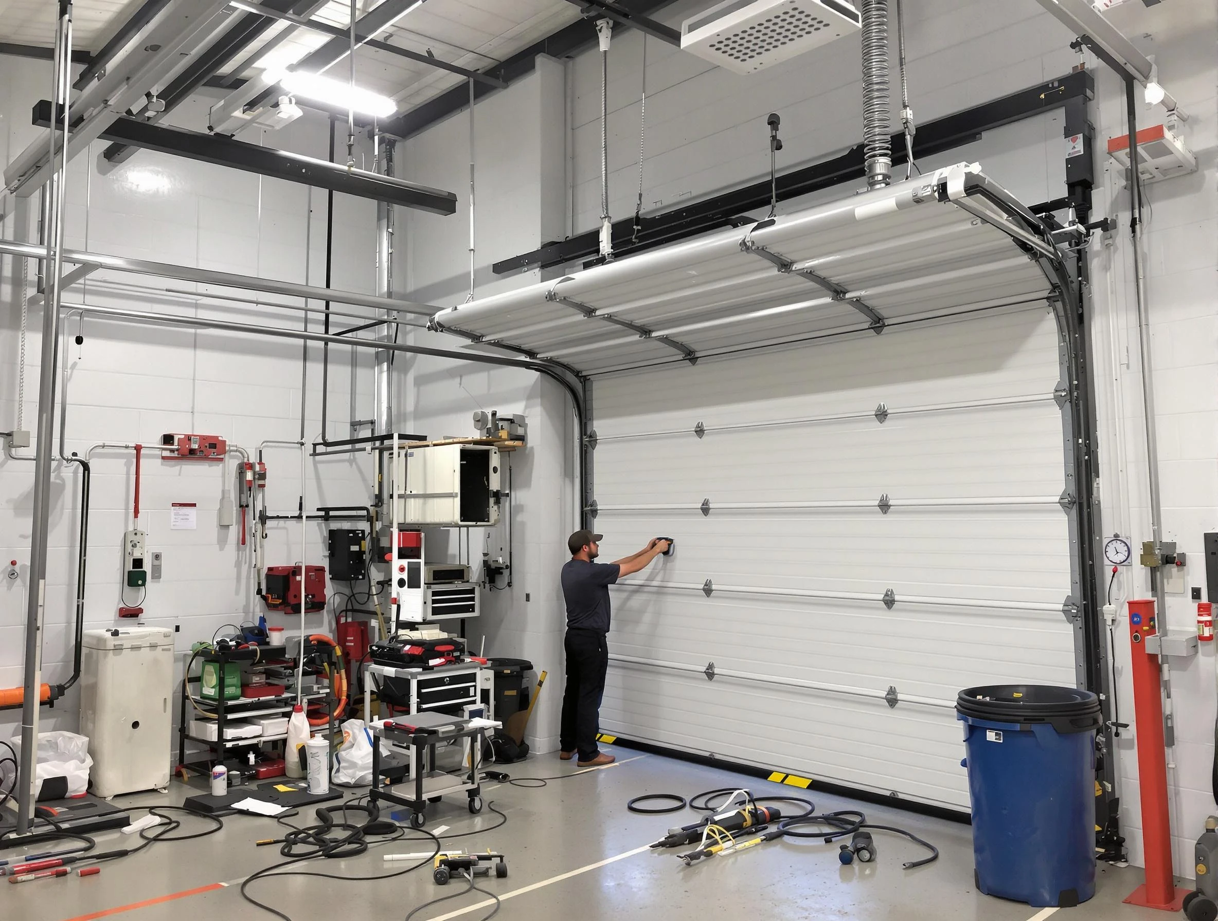 Danvers Garage Door Repair certified technician performing commercial door repair at a Danvers business facility