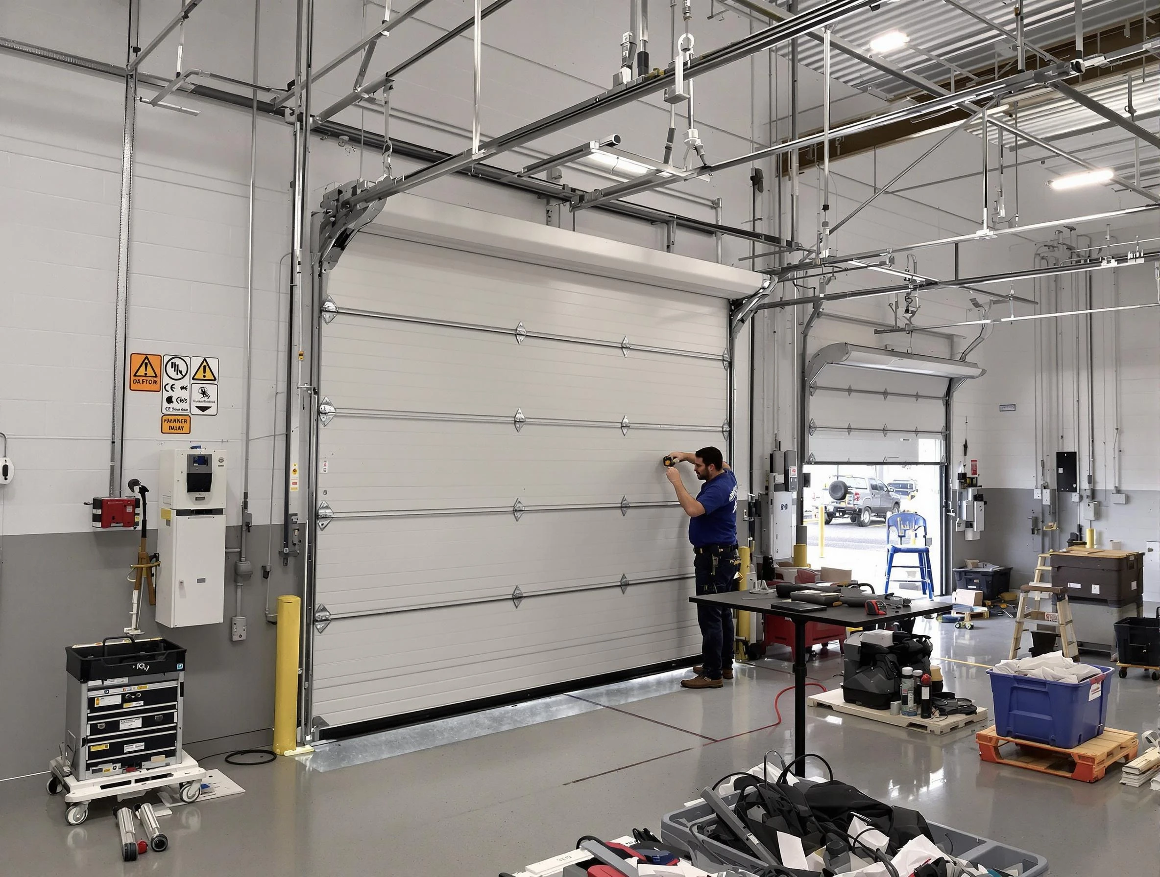 Commercial garage door repair being performed by Danvers Garage Door Repair expert in Danvers
