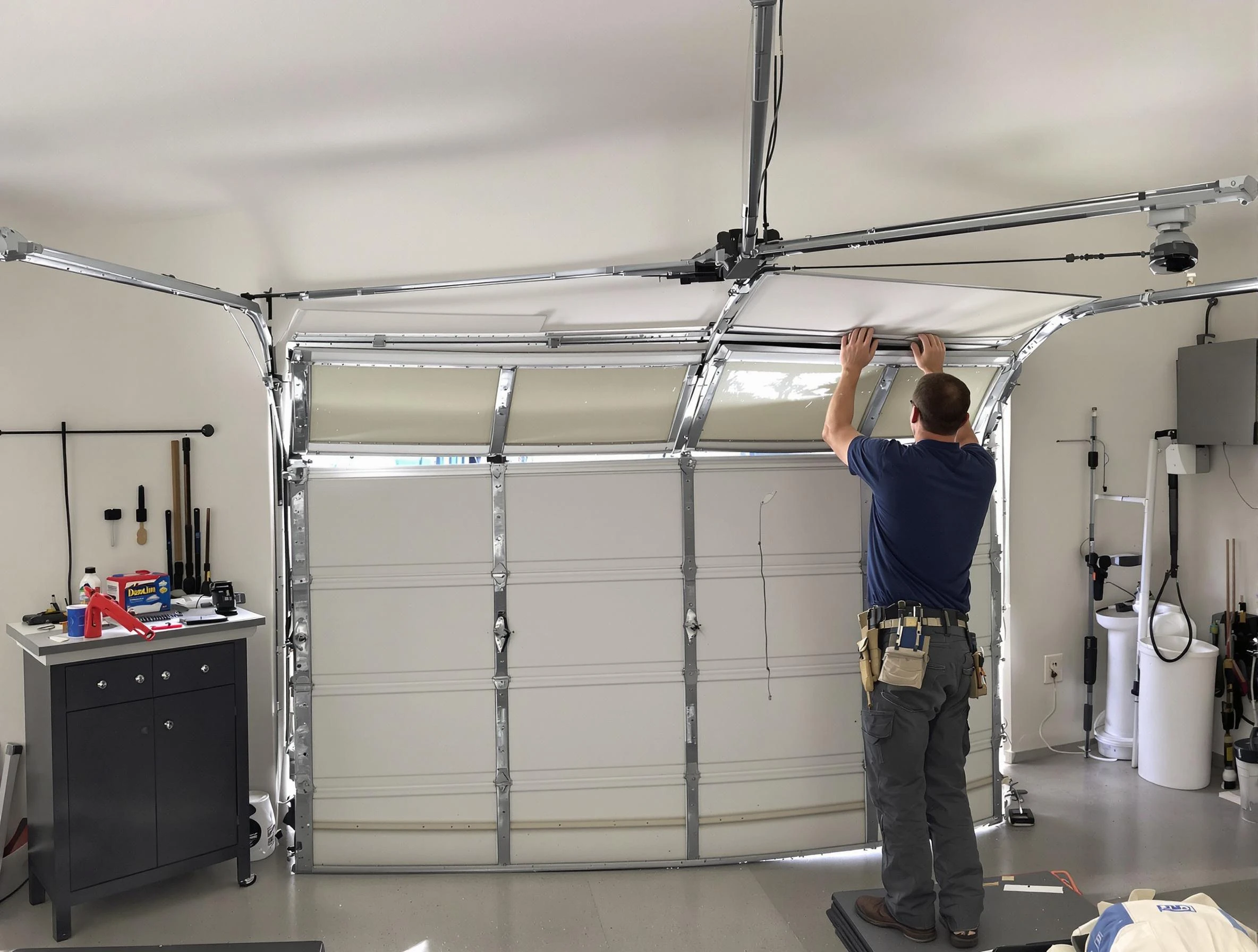 Danvers Garage Door Repair specialist performing precise section replacement on Danvers garage door